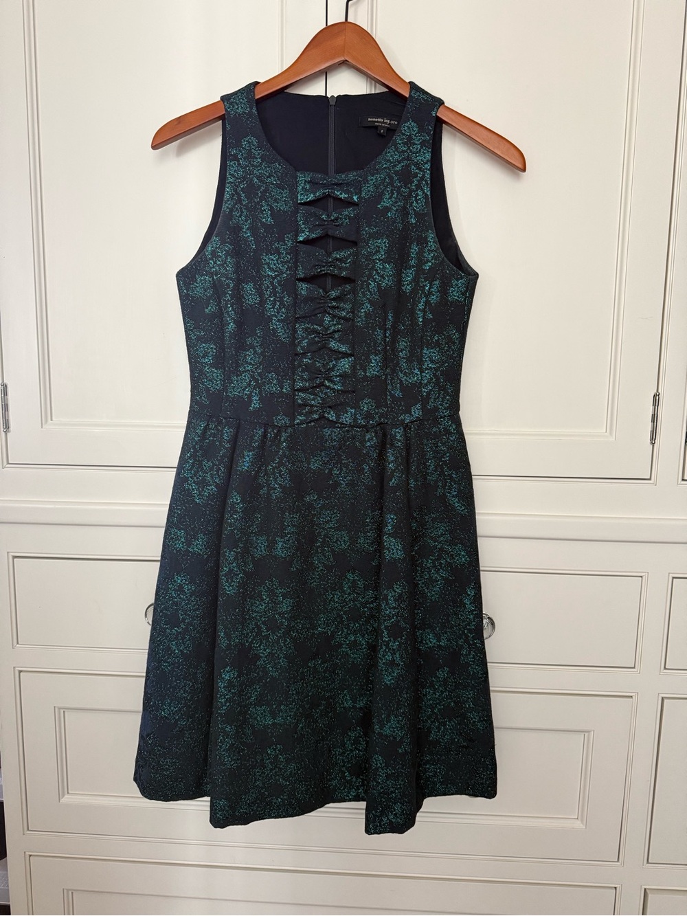 Nanette Lepore Sleeveless Black/Metallic Green Dress